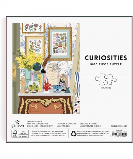 Curiosities 1000 Piece Puzzle in Square Box from - 27" x 20" Beautifully Illustrated Puzzle Thick and Sturdy Pieces Fun and C...