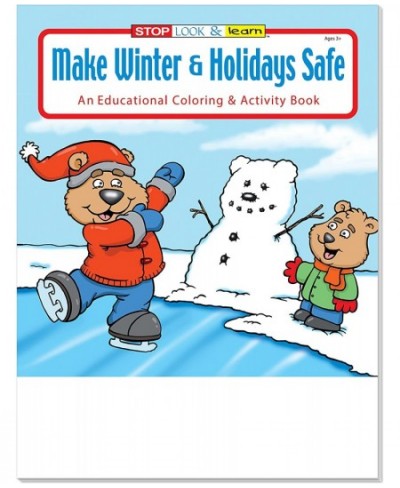 Safe Winter Holidays - Kids Educational Coloring Books (25 Bulk Pack Without Crayons) - Christmas & Holiday Activity Book for...