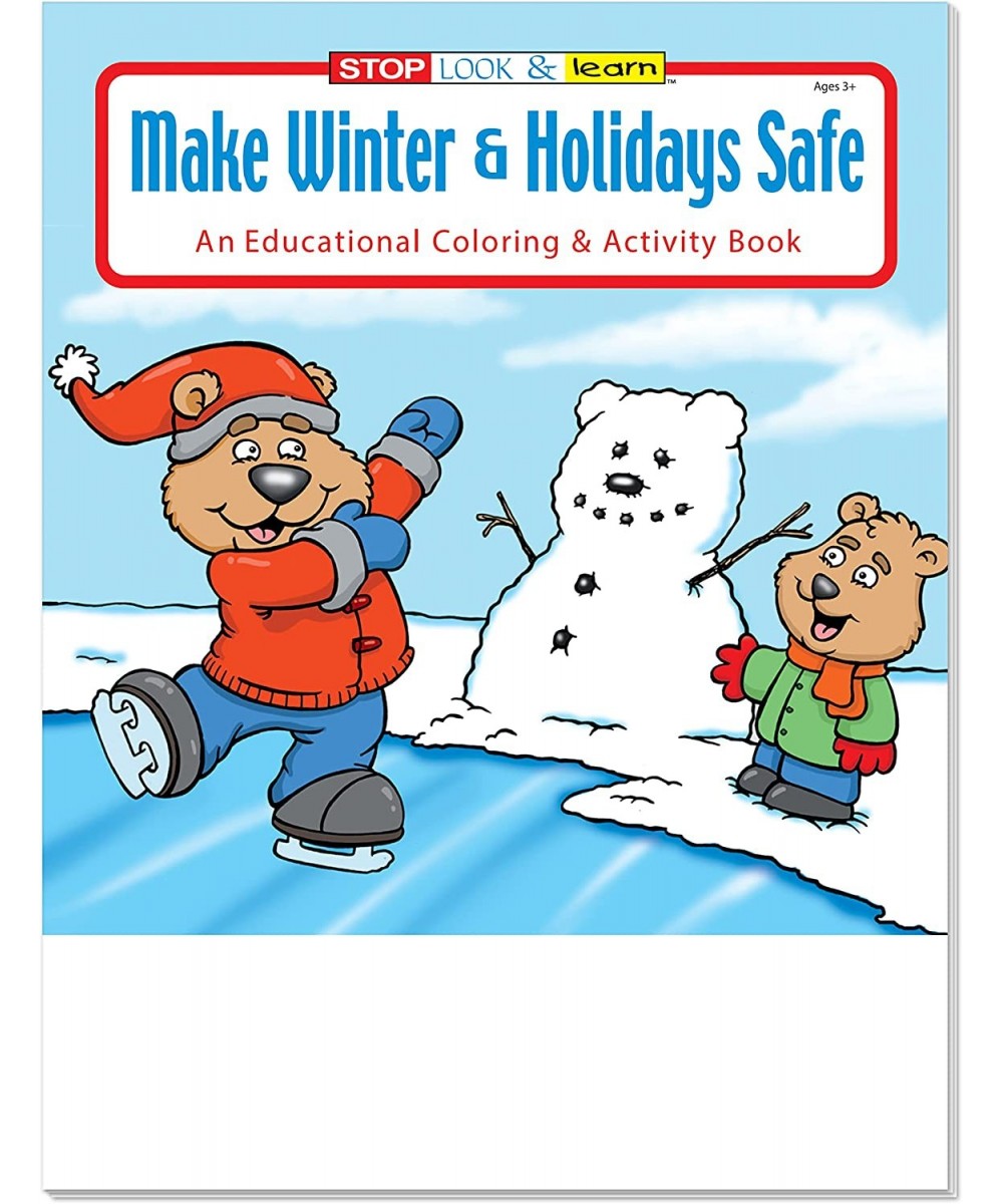 Safe Winter Holidays - Kids Educational Coloring Books (25 Bulk Pack Without Crayons) - Christmas & Holiday Activity Book for...