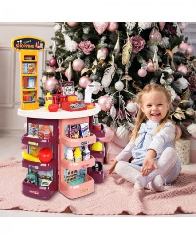 Kids Grocery Store Playset -Supermarket Shopping Toy Light Music | Full Set Grocery Store Playset Gift Kids 3~7 Year Old Girl...