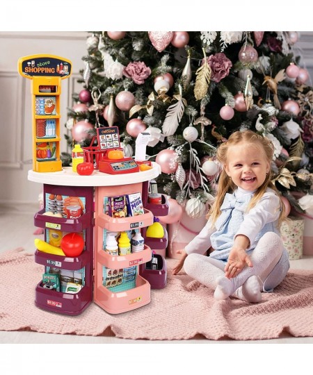 Kids Grocery Store Playset -Supermarket Shopping Toy Light Music | Full Set Grocery Store Playset Gift Kids 3~7 Year Old Girl...