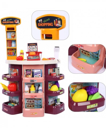 Kids Grocery Store Playset -Supermarket Shopping Toy Light Music | Full Set Grocery Store Playset Gift Kids 3~7 Year Old Girl...