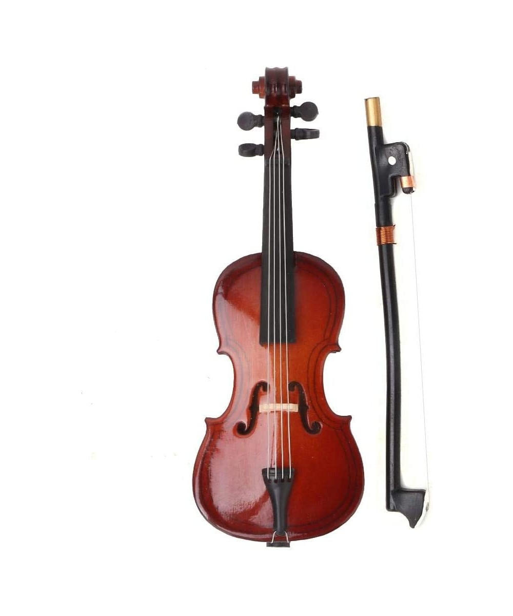 Instrument Ornament Wooden Miniature Cello Replica with Bow Stand & Gift Box Mini Musical Instrument Miniature Dollhouse Mode...