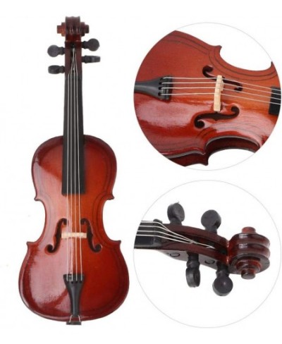 Instrument Ornament Wooden Miniature Cello Replica with Bow Stand & Gift Box Mini Musical Instrument Miniature Dollhouse Mode...