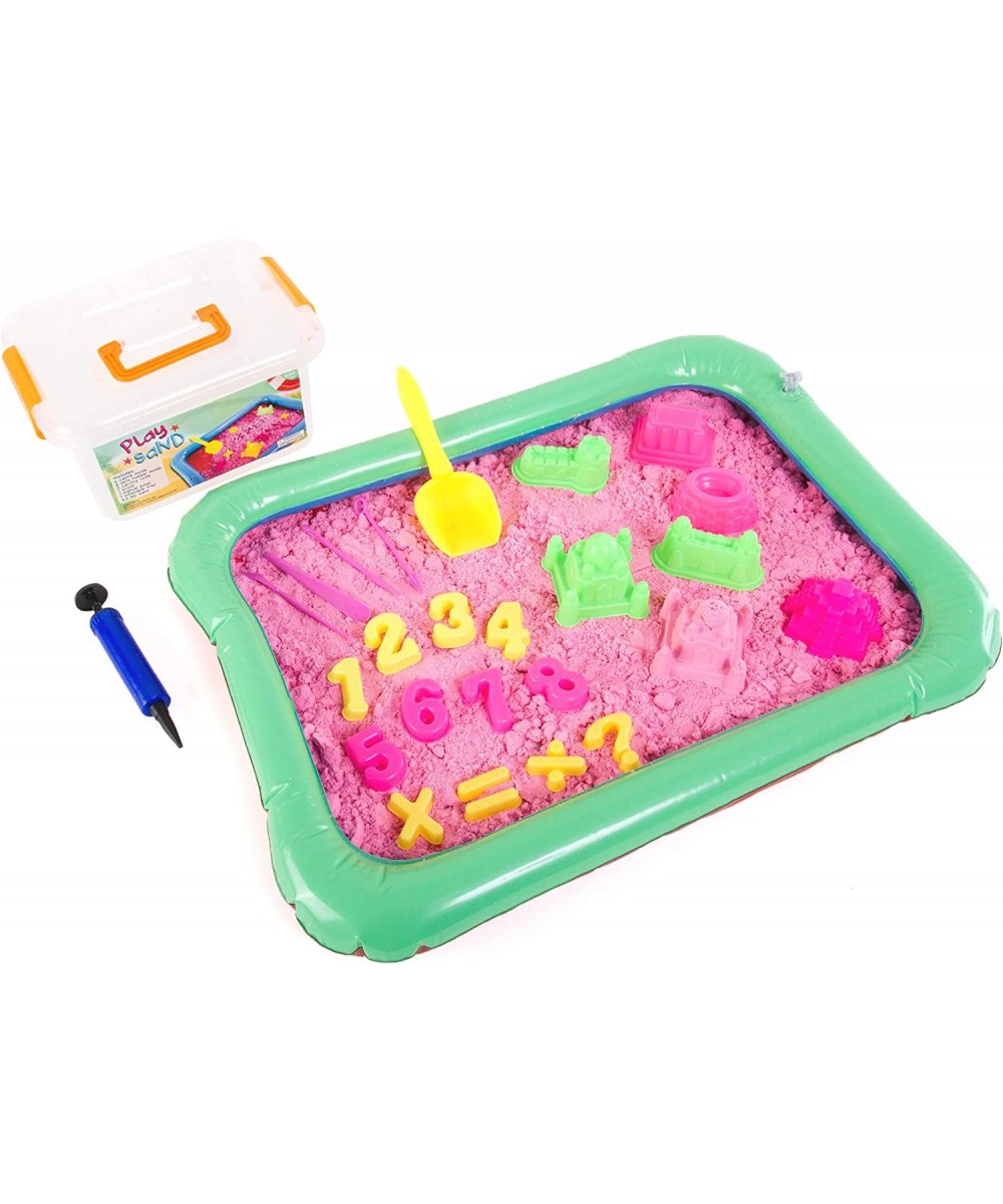 Play Sand Kit - 32 pc Play Sand Sensory Toy with 3.3lbs of Colored Magic Play Sand Inflatable Sand Box Castle Molds Carving T...