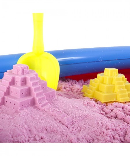 Play Sand Kit - 32 pc Play Sand Sensory Toy with 3.3lbs of Colored Magic Play Sand Inflatable Sand Box Castle Molds Carving T...