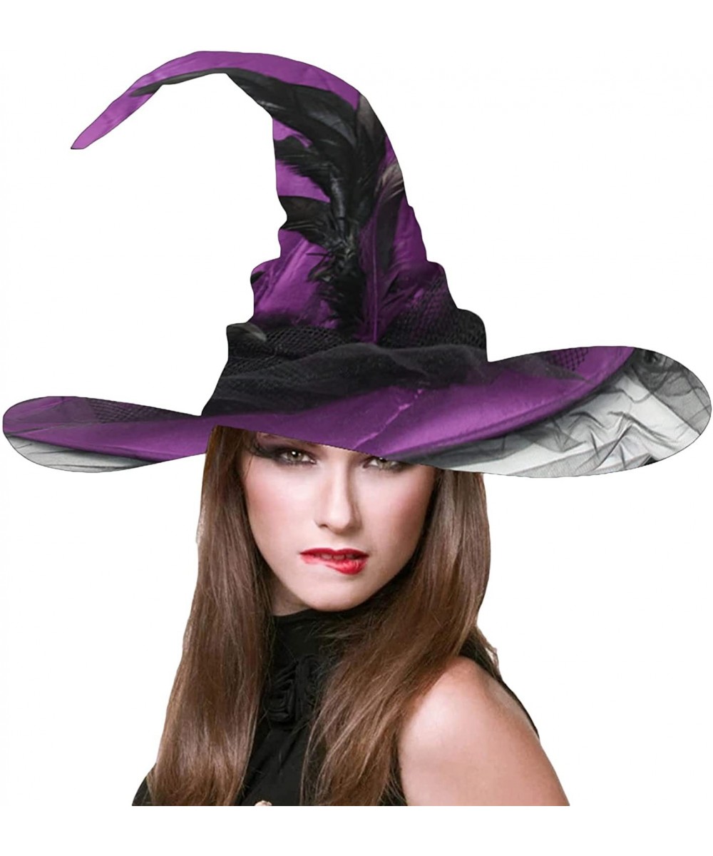 Halloween Witch Hat Costume Large Feather Wizard Hats with Tulle Party Accessory for Halloween Carnival $25.12 - Kids' Party ...