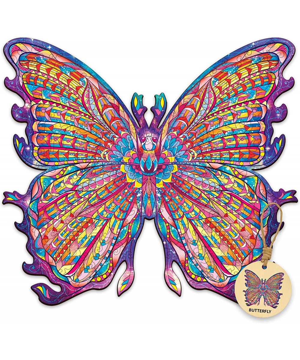 Wooden Puzzles for Adults Butterfly Wooden Jigsaw Puzzles Unique Shape Wooden Animal Puzzle Creative Challenge for Adults Fam...