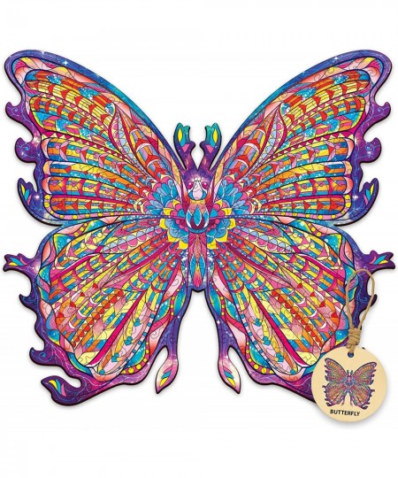 Wooden Puzzles for Adults Butterfly Wooden Jigsaw Puzzles Unique Shape Wooden Animal Puzzle Creative Challenge for Adults Fam...