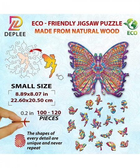 Wooden Puzzles for Adults Butterfly Wooden Jigsaw Puzzles Unique Shape Wooden Animal Puzzle Creative Challenge for Adults Fam...