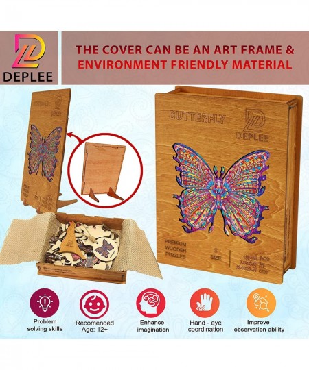 Wooden Puzzles for Adults Butterfly Wooden Jigsaw Puzzles Unique Shape Wooden Animal Puzzle Creative Challenge for Adults Fam...