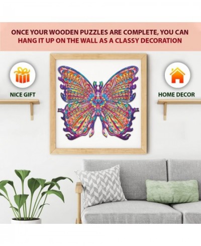 Wooden Puzzles for Adults Butterfly Wooden Jigsaw Puzzles Unique Shape Wooden Animal Puzzle Creative Challenge for Adults Fam...