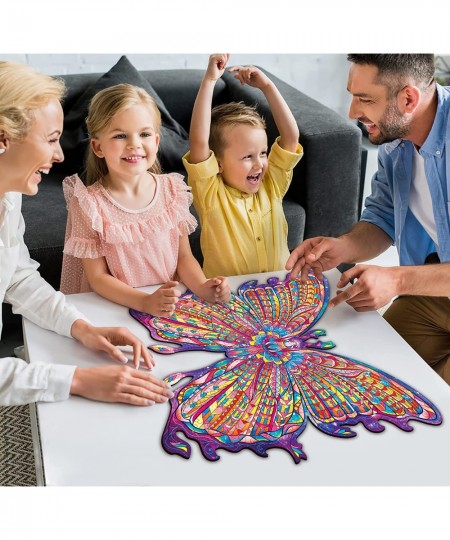 Wooden Puzzles for Adults Butterfly Wooden Jigsaw Puzzles Unique Shape Wooden Animal Puzzle Creative Challenge for Adults Fam...