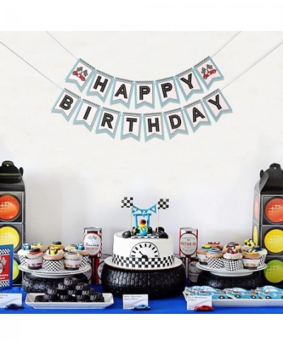 Retro Racing Happy Birthday Banner - Happy Birthday Banner Racing Themed Party Racing Party Decoration. Boys racing themed bi...