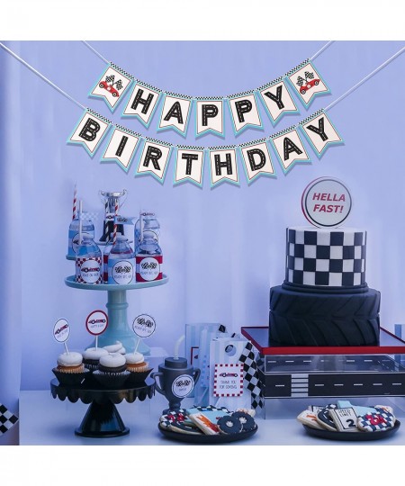 Retro Racing Happy Birthday Banner - Happy Birthday Banner Racing Themed Party Racing Party Decoration. Boys racing themed bi...