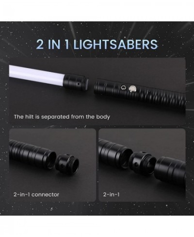 Lightsabers 2 Pack Alloy Hilt Light Sabers for Adults Kids 2 in 1 FX Dueling Lightsabers Swords with RGB 7 Colors 3 Modes Chi...