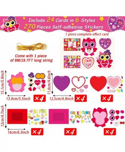 24 Packs Valentine’s Day Craft Kits for Kids Valentine’s Heart Owl Picture Frame DIY Art Craft Valentine’s Day Party Decorati...