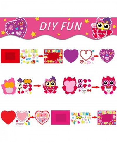 24 Packs Valentine’s Day Craft Kits for Kids Valentine’s Heart Owl Picture Frame DIY Art Craft Valentine’s Day Party Decorati...