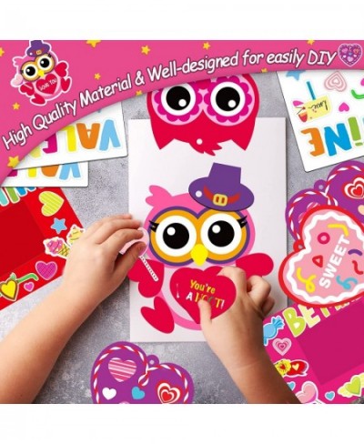 24 Packs Valentine’s Day Craft Kits for Kids Valentine’s Heart Owl Picture Frame DIY Art Craft Valentine’s Day Party Decorati...