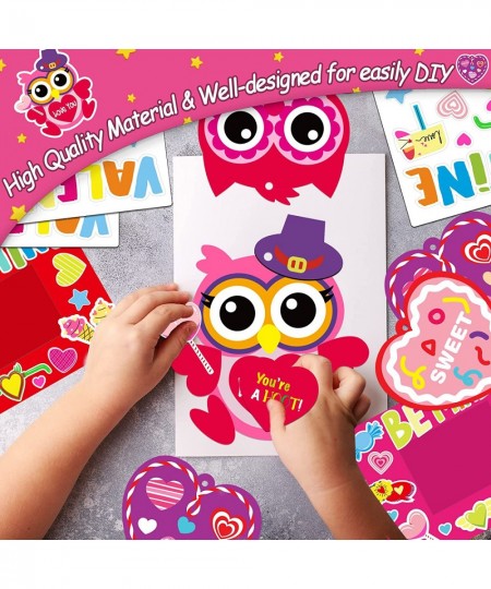 24 Packs Valentine’s Day Craft Kits for Kids Valentine’s Heart Owl Picture Frame DIY Art Craft Valentine’s Day Party Decorati...