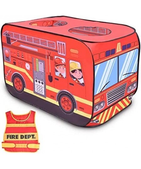 Fire Truck Play Tent for Kids with Fireman Costume Kids Tent for Indoor & Outdoor Pop Up Tent for Toddles $49.27 - Kids' Play...