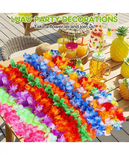 70 Counts Hawaiian Leis Bulk Luau Party Decorations Hawaiian Tropical Party Favors Lei for Adults Kids Hawaii Silk Flower Lei...