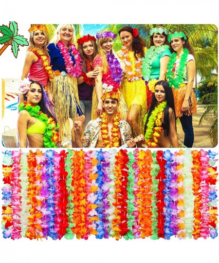 70 Counts Hawaiian Leis Bulk Luau Party Decorations Hawaiian Tropical Party Favors Lei for Adults Kids Hawaii Silk Flower Lei...