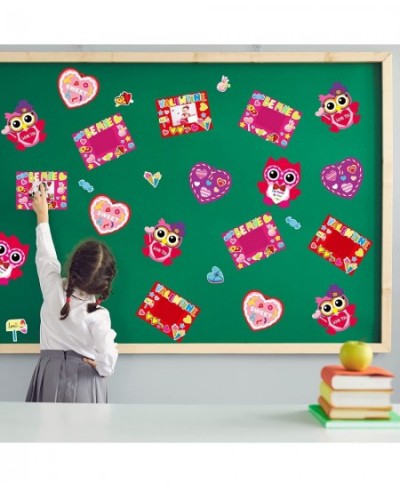 24 Packs Valentine’s Day Craft Kits for Kids Valentine’s Heart Owl Picture Frame DIY Art Craft Valentine’s Day Party Decorati...