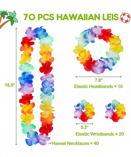 70 Counts Hawaiian Leis Bulk Luau Party Decorations Hawaiian Tropical Party Favors Lei for Adults Kids Hawaii Silk Flower Lei...