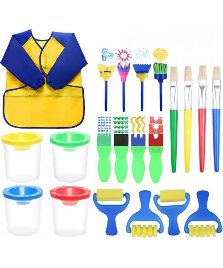 Kids Paint Brushes Set 21 Pieces Washable Sponge Painting Brushes Early Learning Sponge Painting Tools for Toddlers and Kids ...