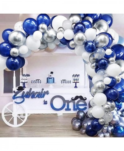 Navy Blue Silver Balloon Arch Garland Kit 123 Pack Navy Silver White Confetti Balloons with Balloon Accessories for Graduatio...