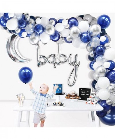 Navy Blue Silver Balloon Arch Garland Kit 123 Pack Navy Silver White Confetti Balloons with Balloon Accessories for Graduatio...