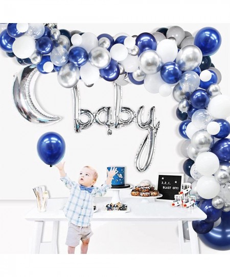 Navy Blue Silver Balloon Arch Garland Kit 123 Pack Navy Silver White Confetti Balloons with Balloon Accessories for Graduatio...