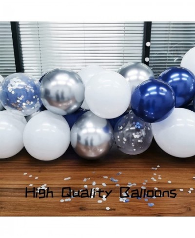 Navy Blue Silver Balloon Arch Garland Kit 123 Pack Navy Silver White Confetti Balloons with Balloon Accessories for Graduatio...