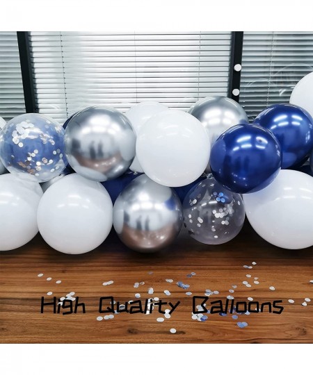 Navy Blue Silver Balloon Arch Garland Kit 123 Pack Navy Silver White Confetti Balloons with Balloon Accessories for Graduatio...