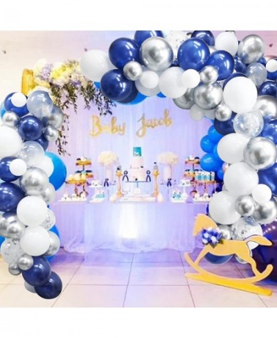 Navy Blue Silver Balloon Arch Garland Kit 123 Pack Navy Silver White Confetti Balloons with Balloon Accessories for Graduatio...