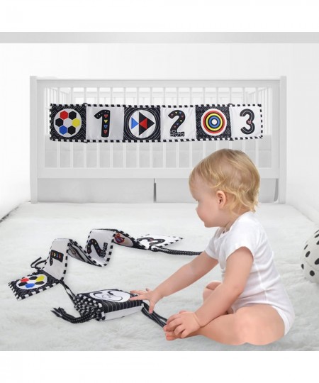 2 Packs Black and White High Contrast Baby Soft Cloth Book for Early Education with Mirror for Infant Visual Sensory Newborn ...