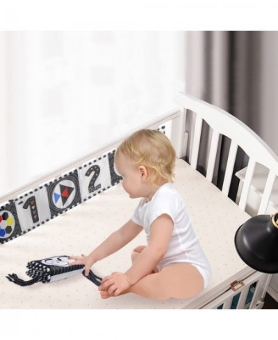 2 Packs Black and White High Contrast Baby Soft Cloth Book for Early Education with Mirror for Infant Visual Sensory Newborn ...