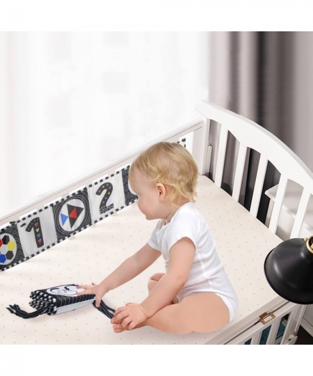 2 Packs Black and White High Contrast Baby Soft Cloth Book for Early Education with Mirror for Infant Visual Sensory Newborn ...