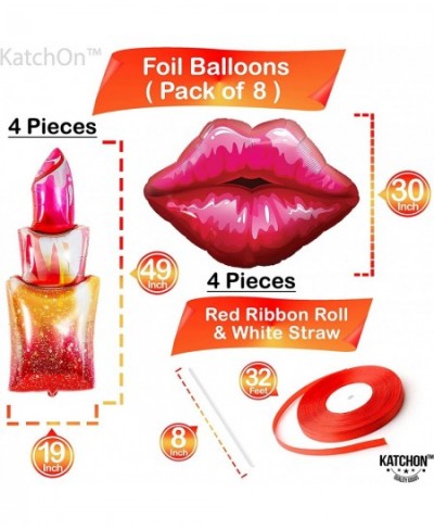 Giant Red Lipstick Balloon Set - 49 Inch Pack of 8 | Lip Balloons for Valentines Day Decoration | Makeup Balloons Makeup Part...