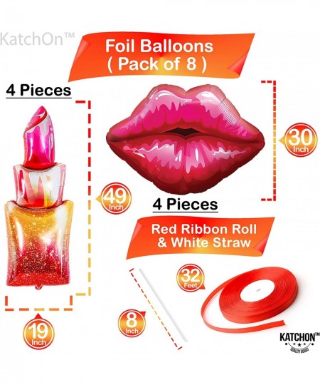 Giant Red Lipstick Balloon Set - 49 Inch Pack of 8 | Lip Balloons for Valentines Day Decoration | Makeup Balloons Makeup Part...