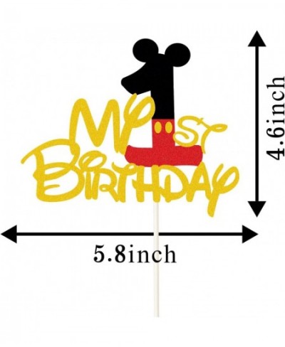 Gold Glitter My 1st Birthday Cake Topper Mouse Theme Happy First Birthday Cake Decor Cartoon One Year Old Happy Birthday Part...