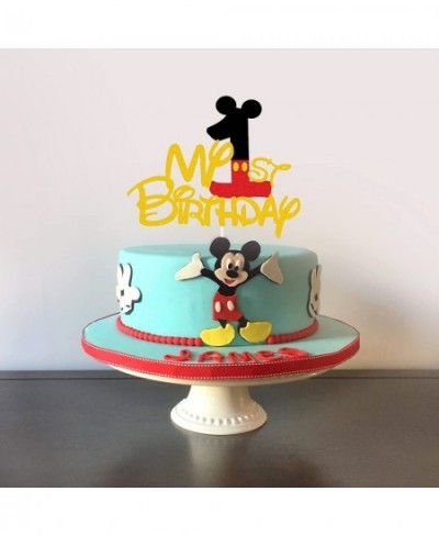 Gold Glitter My 1st Birthday Cake Topper Mouse Theme Happy First Birthday Cake Decor Cartoon One Year Old Happy Birthday Part...