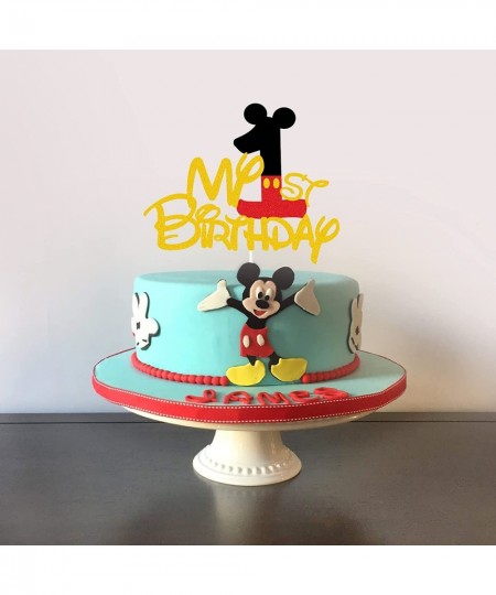 Gold Glitter My 1st Birthday Cake Topper Mouse Theme Happy First Birthday Cake Decor Cartoon One Year Old Happy Birthday Part...