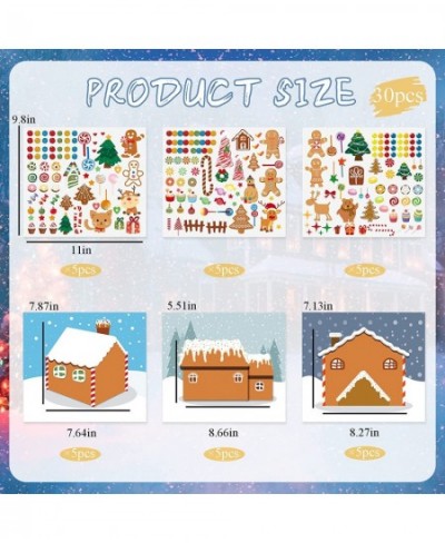 Make a Gingerbread House Stickers-30Pcs DIY Make Your Own Gingerbread House Stickers Christmas Crafts for Kids Toddlers Chris...