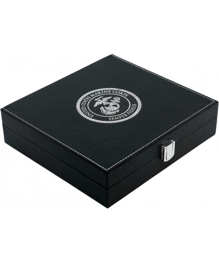 USMC Casino Poker Chip Set – 100 Piece Poker Chips Marine Corps Cards and Dice with Leather Case Great Chips for Texas Holdem...