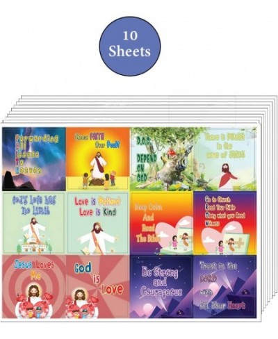 Christian Faith Stickers for Kids (10 Sheet) - Total 120 pcs (10 x 12pcs) Individual Small Size 2.1 x 2 Inches Waterproof Uni...