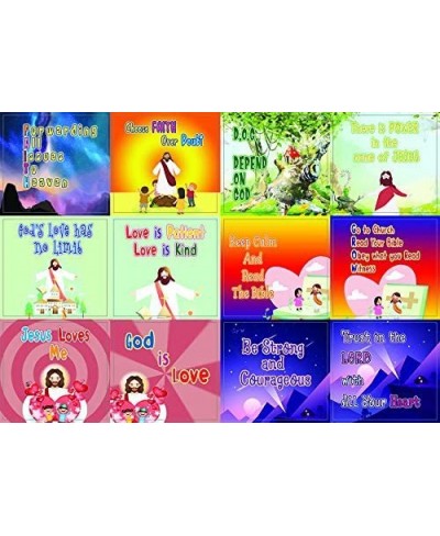 Christian Faith Stickers for Kids (10 Sheet) - Total 120 pcs (10 x 12pcs) Individual Small Size 2.1 x 2 Inches Waterproof Uni...