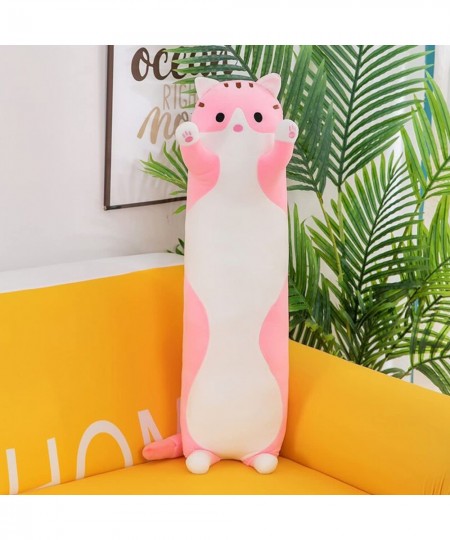 Long Cat Plush Pillow Cat Stuffed Animals Body Pillow Long Throw Sleeping Pillow Kitten Plush Hugging Pillow Toy for Kids (Pi...