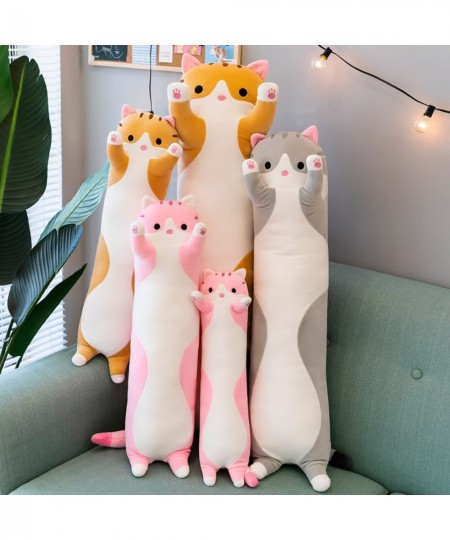 Long Cat Plush Pillow Cat Stuffed Animals Body Pillow Long Throw Sleeping Pillow Kitten Plush Hugging Pillow Toy for Kids (Pi...